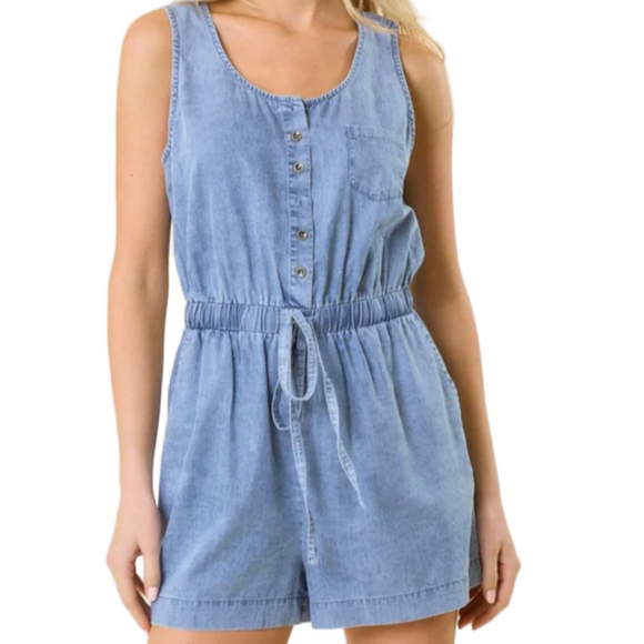Doe & Rae Pants - Doe & Rae Drawstring Denim Romper NWT